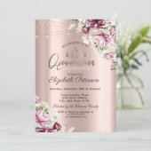 Tiara，ストリングライトピンクの花キンセアニラ 招待状 (スタンド正面)