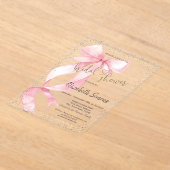 Tiara,Confetti,Pink Bow Bridal Shower アクリル招待状 (レイダウン)