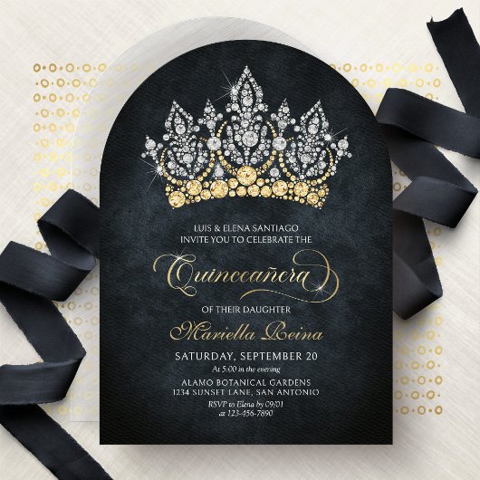 Tiara Crown Diamond Quinceanera Invitation 招待状