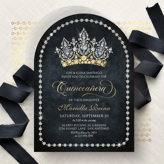 Tiara Crown Diamond Quinceanera Invitation 招待状