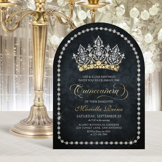 Tiara Crown Diamond Quinceanera Invitation 招待状