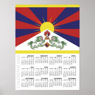 Tibet 2026 Calendar, Large, Tibetan Flag ポスター