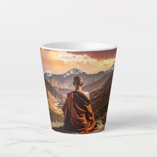 TIbet - Buddhism - Meditation カフェラテマグ (正面)