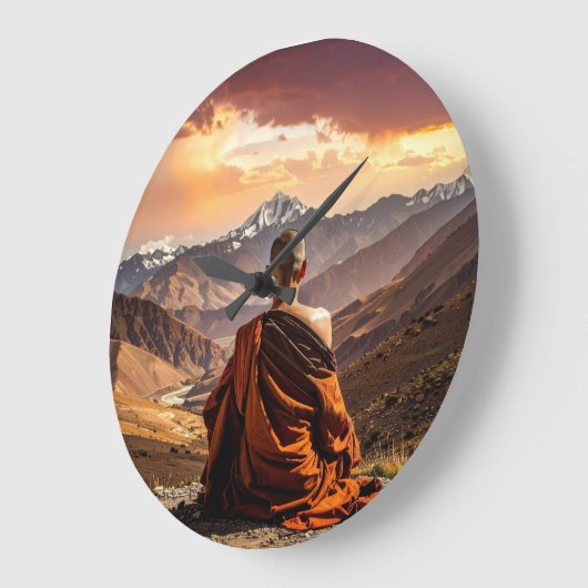 TIbet - Buddhism - Meditation ラージ壁時計 (傾斜)