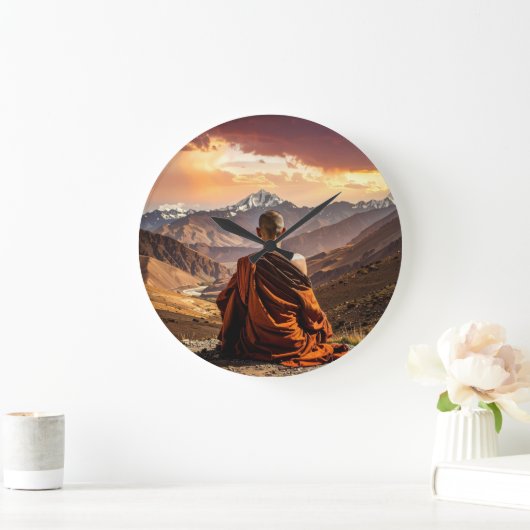 TIbet - Buddhism - Meditation ラージ壁時計 (ホーム)