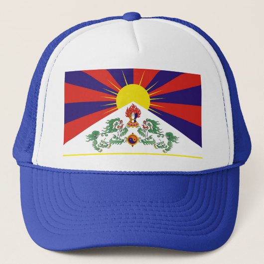 Tibet, Snow Lions, Tibetan flag - The Himalayas キャップ (正面)