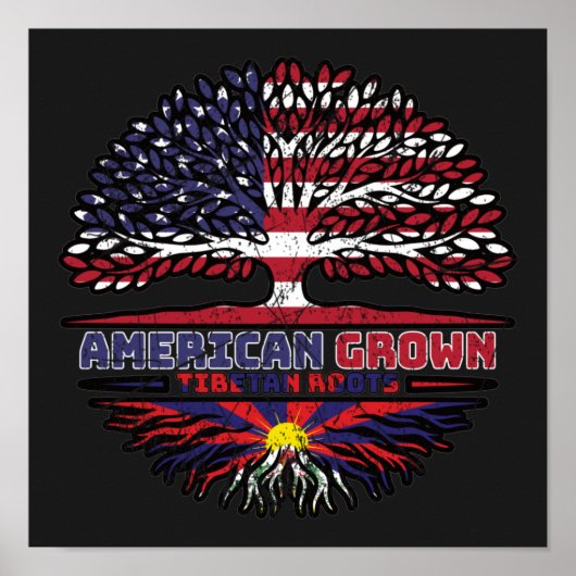 Tibet Tibetan American USA Tree Roots Flag ポスター (正面)