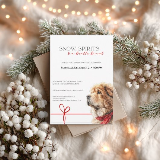 Tibetan Mastiff Christmas Party Invitation  招待状