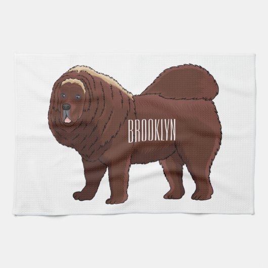 Tibetan Mastiff dog cartoon illustration キッチンタオル (横)