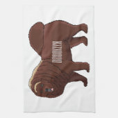 Tibetan Mastiff dog cartoon illustration キッチンタオル (縦)