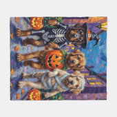 Tibetan Mastiff  Dogs In Halloween Costumes フリースブランケット (正面(横))