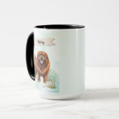 Tibetan Mastiff Watercolor Personalized Dog マグカップ (正面左)