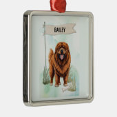 Tibetan Mastiff Watercolor Personalized Dog メタルオーナメント (右)