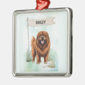 Tibetan Mastiff Watercolor Personalized Dog メタルオーナメント (左)