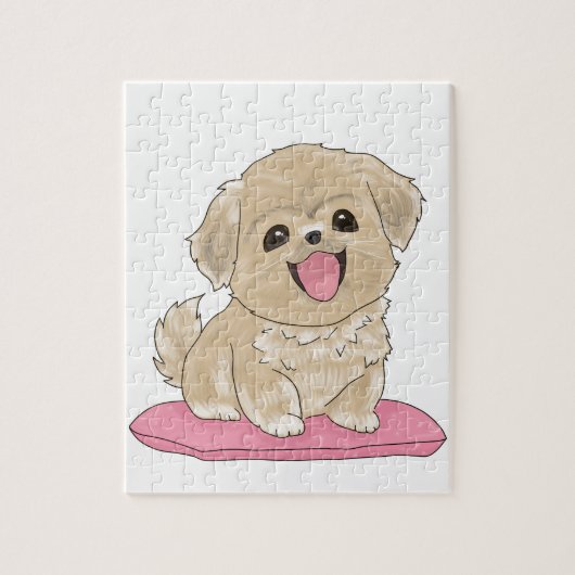 Tibetan Spaniel auf Kissen  ジグソーパズル (縦)