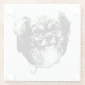 Tibetan Spaniel Coaster – Monochrome Dog Art ガラスコースター (裏面)