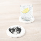 Tibetan Spaniel Coaster – Monochrome Dog Art コースター (側面)