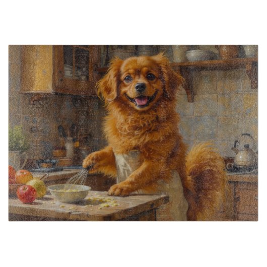 Tibetan Spaniel Cooking in Kitchen カッティングボード (正面)