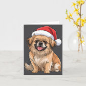 Tibetan Spaniel Dog Christmas Santa Hat Pet Dog Lo カード (黄色い花)