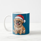 Tibetan Spaniel Dog Christmas Santa Hat Pet Dog Lo コーヒーマグカップ (左)