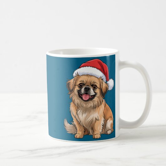 Tibetan Spaniel Dog Christmas Santa Hat Pet Dog Lo コーヒーマグカップ (右)