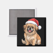 Tibetan Spaniel Dog Christmas Santa Hat Pet Dog Lo マグネット (正面/裏面)