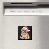 Tibetan Spaniel Dog Christmas Santa Hat Pet Dog Lo マグネット (インサイチュ (食洗機))