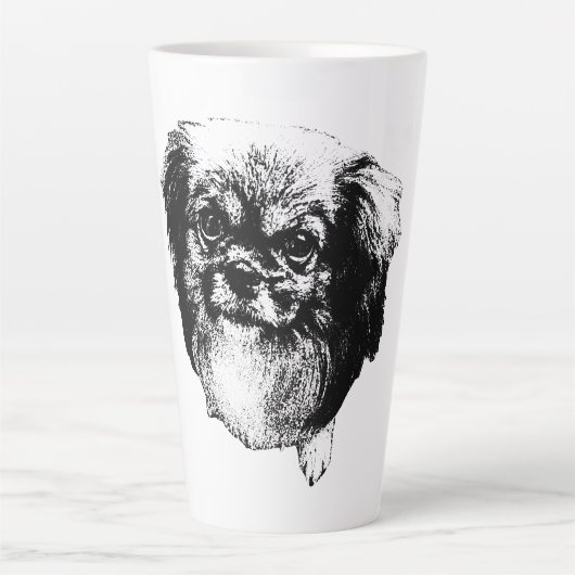 Tibetan Spaniel Dog Mug – Ink Style Portrait カフェラテマグ (正面)