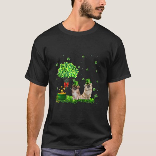 Tibetan Spaniel Dog St. Patrick's Day Cute Shamroc Tシャツ (正面)
