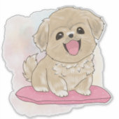Tibetan Spaniel dog watercolor  シール (正面)