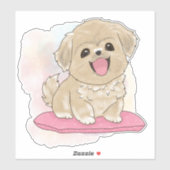 Tibetan Spaniel dog watercolor  シール (シート)