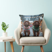 Tibetan Spaniel Dogs Christmas Snow Holiday クッション (椅子)