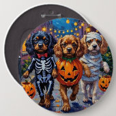 Tibetan Spaniel Dogs In Halloween Costumes 缶バッジ (正面&裏面)