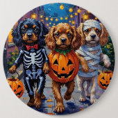 Tibetan Spaniel Dogs In Halloween Costumes 缶バッジ (正面)