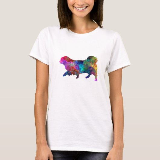 Tibetan Spaniel in watercolor Tシャツ (正面)