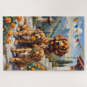 Tibetan Spaniel Monastery Garden Art ジグソーパズル (横)