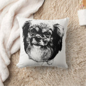 Tibetan Spaniel Pillow – Elegant Ink Dog Art クッション (ブランケット)