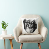 Tibetan Spaniel Pillow – Elegant Ink Dog Art クッション (椅子)