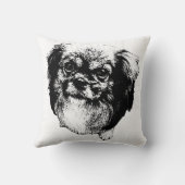 Tibetan Spaniel Pillow – Elegant Ink Dog Art クッション (裏面)