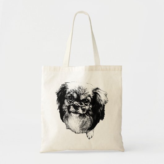 Tibetan Spaniel Tote – Ink Dog Portrait Art トートバッグ (正面)