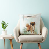 Tibetan Spaniel Watercolor Personalized Dog クッション (椅子)