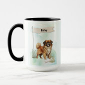 Tibetan Spaniel Watercolor Personalized Dog マグカップ (左)