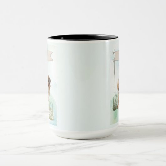 Tibetan Spaniel Watercolor Personalized Dog マグカップ (中央)