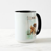 Tibetan Spaniel Watercolor Personalized Dog マグカップ (正面右)
