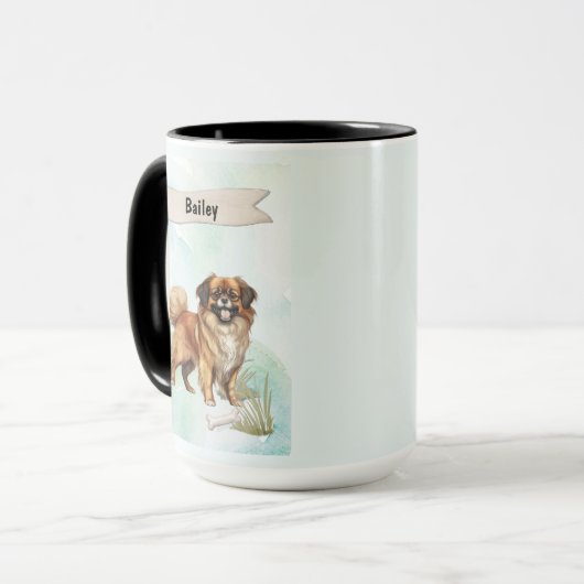 Tibetan Spaniel Watercolor Personalized Dog マグカップ (正面左)