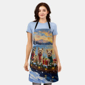 Tibetan Terrier Christmas Boat Holiday エプロン (着用した状態)