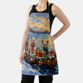 Tibetan Terrier Christmas Boat Holiday エプロン (インサイチュ)