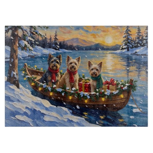 Tibetan Terrier Christmas Boat Holiday カッティングボード (正面)