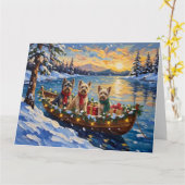 Tibetan Terrier Christmas Boat Holiday カード (黄色い花)