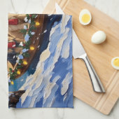 Tibetan Terrier Christmas Boat Holiday キッチンタオル (四つ折り)